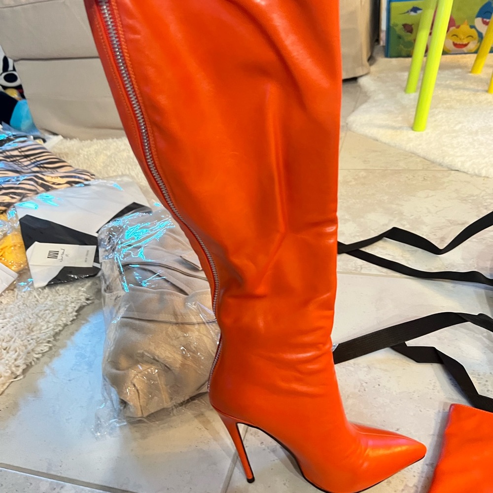 Beautiful high heel leather boots two pair for $40